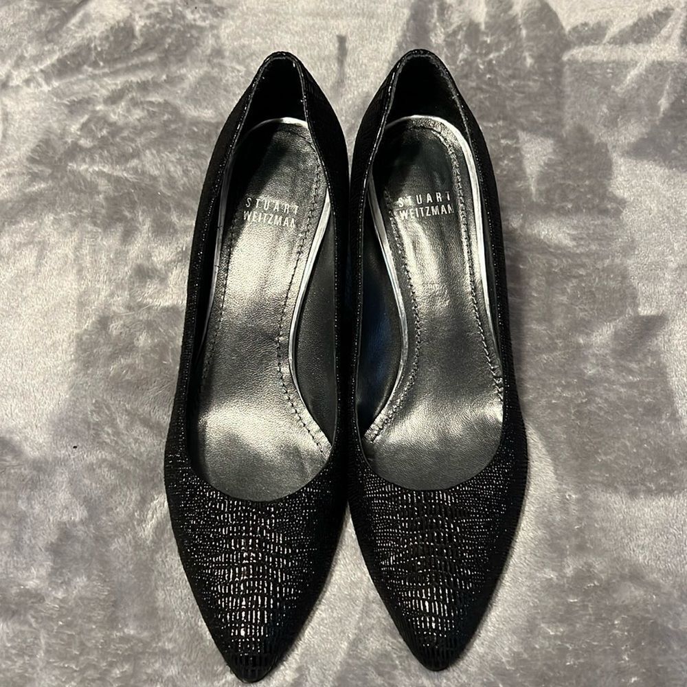 Stuart Weiztman Black Snakeskin Heels